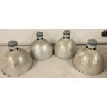 4 large vintage Simplex lighting, metal ceiling lights.