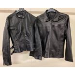 2 ladies leather jackets. A black biker style by next size 10.