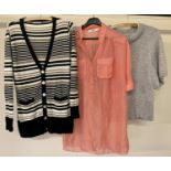 A striped cardigan and grey short sleeve ladies jumper by Artigiano both size 12.