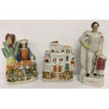 3 ceramic Staffordshire flatback figurines.