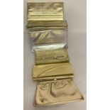 6 vintage ladies clutch style handbags in metallic tones.