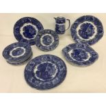 A quantity of vintage George Jones "Abbey 1790" blue and white ceramic dinner ware.