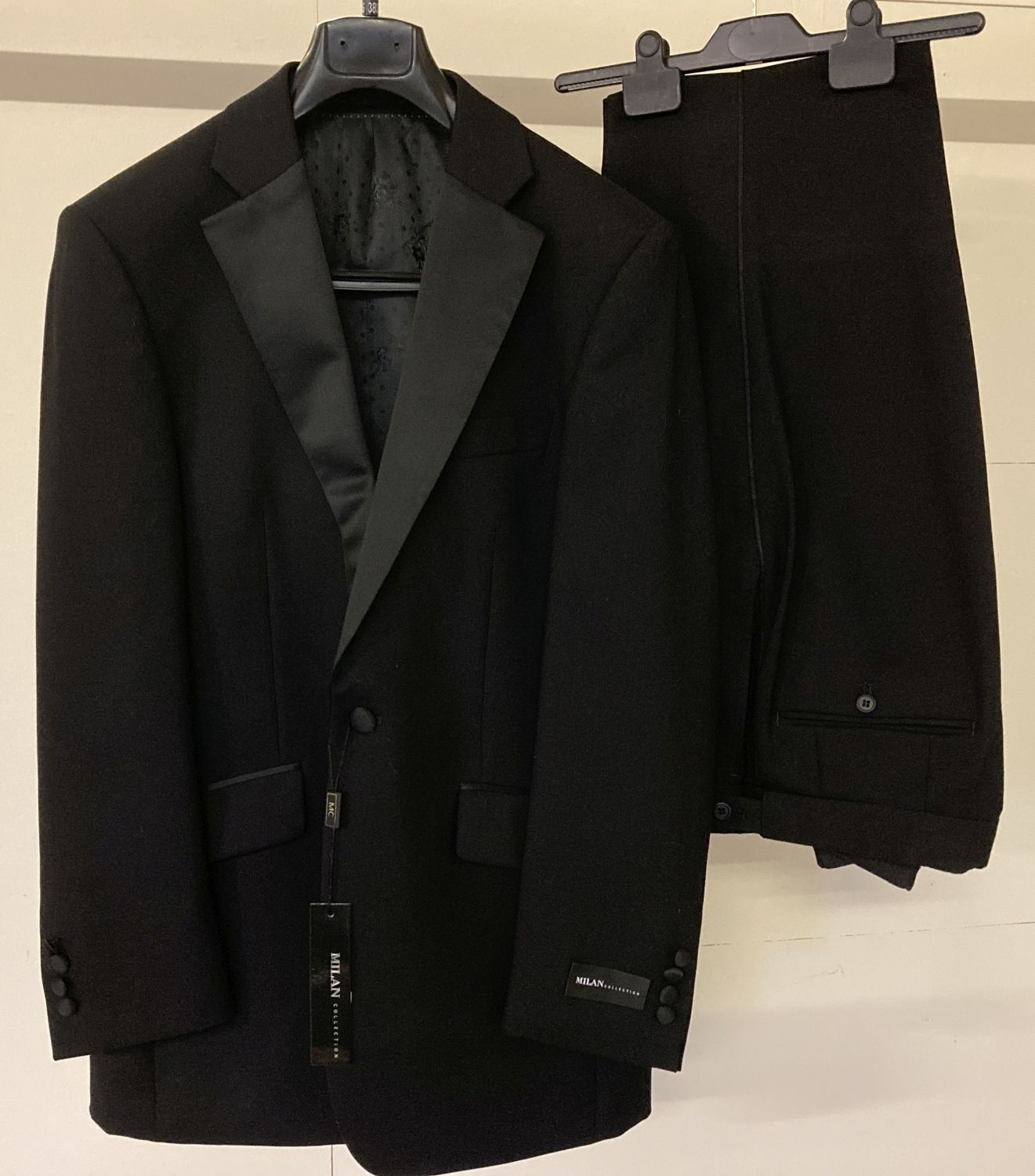 A brand new with original tags Milan Collection men's Tuxedo dinner suit.