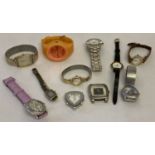 A small collection of mixed men's and ladies wrist watches in varying styles and conditions.