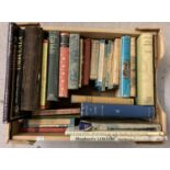 A box of vintage and antique books relating to wildlife, history and places in Britain.