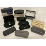 A box of 21 new designer glasses cases.