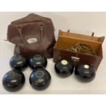 A set of 4 Henselite Super Grip WL-219 5" bowls by R.W.Hensell & Sons.