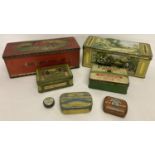 7 vintage collectors tins to include C.W.S Biscuits, Black Cat Cigarettes and Carters Aspirin.