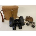 A leather cased set of Octra No. 7614 binoculars together with a small vintage set of binoculars.