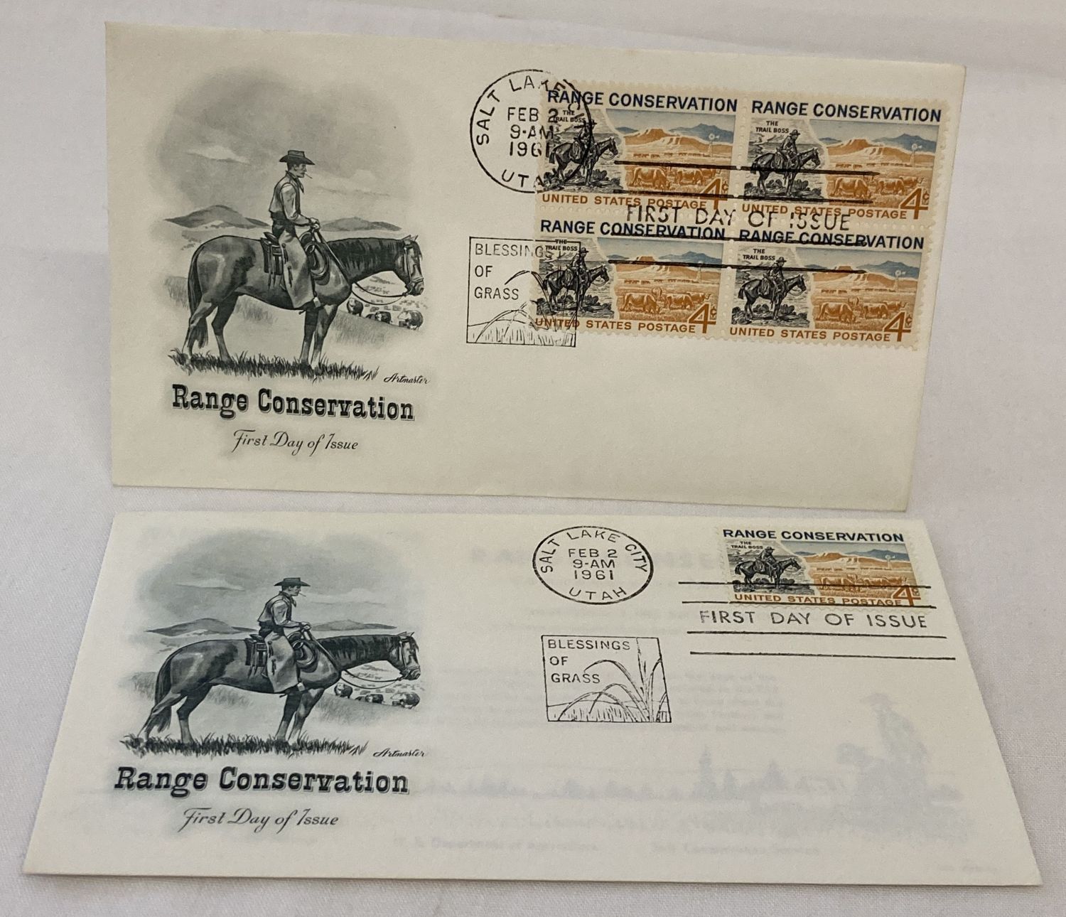 2 x Salt Lake City post marked American first day covers from the "Range Conservation" series.