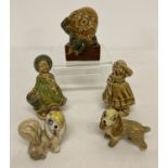 5 vintage wade ceramic figures. Humpty Dumpty, Little Bo Peep & Jill nursery rhyme characters.