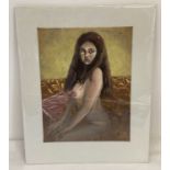 Krys Leach - Mounted oil on canvas board of a nude entitled "Assuming a Posture".