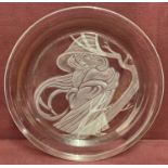 A limited edition Morgantown full lead crystal plate "County Ladies" by Michael Yates.