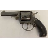 An antique .442 obsolete calibre British Bulldog revolver with ebonized wooden grip.