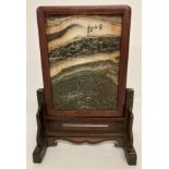 A small wooden framed Chinese dream stone screen.