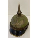 A replica WWI style Baden Ersatz pickelhaube infantry unit.