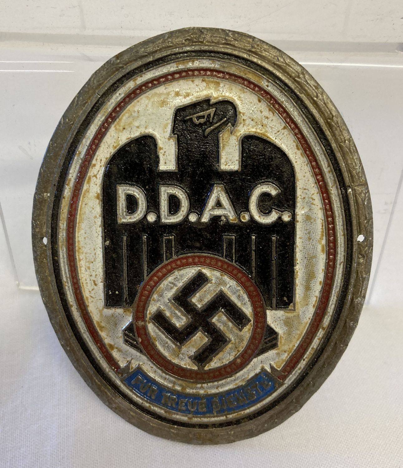 A German WWII style D.D.A.C (Automobile Club) car badge/plaque.