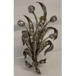 A vintage 9ct gold and diamond floral Tulip spray design brooch.