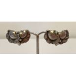 A pair of vintage Georg Jensen silver screw back earrings #50A, with leaf design.