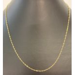 A 9ct gold 28" fine rope chain with spring clasp.