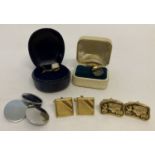 A collection of vintage tie pins and cufflinks to include examples by Huttons and Commodore.