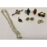 A small collection of vintage and modern costume and white metal jewellery.