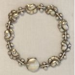 A vintage Georg Jensen silver bracelet with leaf link design, #96.