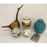 4 decorative ceramic ginger jars, to include Beswick and Sadler.
