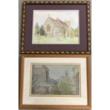 A framed and glazed watercolour of Aston Clinton Church by Rachael Houghton, signed to bottom left.