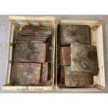 2 boxes of vintage terracotta hanging tiles, suitable for garden projects.