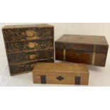 A vintage small wooden 4 drawer chest of drawers with small drop down metal handles.