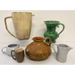 A collection of 6 modern and vintage ceramic jugs, of varying sizes.