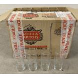 34 Stella Artois pint glasses, in original box.