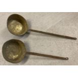 2 vintage brass long handled pans.