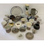 A collection of assorted vintage ceramics to include pot lids.