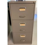 A vintage 3 drawer metal filing cabinet by Roneo Vickers.