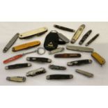 A collection of 20 vintage penknives in varying styles and sizes.