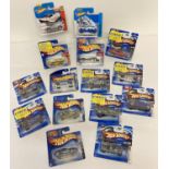 15 new and sealed blister packed Hotwheels cars, vans and a motorcycle.