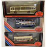 3 boxed Exclusive First Editions 1:76 scale diecast buses.