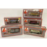 5 boxed Lima Models 00 gauge wagons with advertising detail.