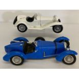 2 Burago vintage style diecast sports cars. A 1932 Alfa Romeo and a 1934 Bugatti.