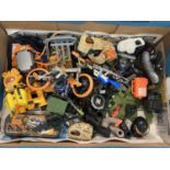 A box of modern Action Man weapons and accessories.