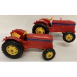 2 vintage moulded plastic Leyland toy tractors.