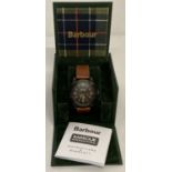 A men's Barbour International Hartford BB063BKTN wristwatch complete with box and instructions.