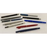 9 vintage pens to include ball point, soft nib and fountain.