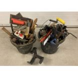 2 buckets of assorted small hand tools.
