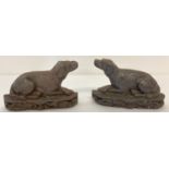 2 vintage cast iron, small doorstops of dogs.