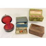4 vintage sewing, vanity and jewellery boxes.