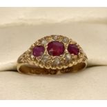 An Edwardian style 18ct gold, ruby and diamond dress ring.