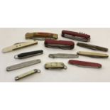 12 vintage and modern penknives in varying sizes and designs.